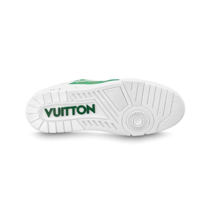 LOUIS VUITTON Trainer 手绘 涂鸦 低帮系带 板鞋 男女同款 白绿 1ABLX1