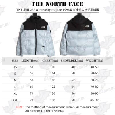 The North Face TNF 23FW 新颖 nuptse 1996 光面臂章大格子羽绒服