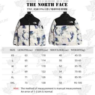 The North Face TNF North Face Nuptse 1996 大格子地球印花羽绒服