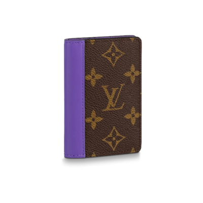 LOUIS VUITTON 标志性品牌印花 涂层帆布拼牛皮革 钱包 男款 棕色/紫色