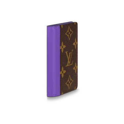 LOUIS VUITTON 标志性品牌印花 涂层帆布拼牛皮革 钱包 男款 棕色/紫色